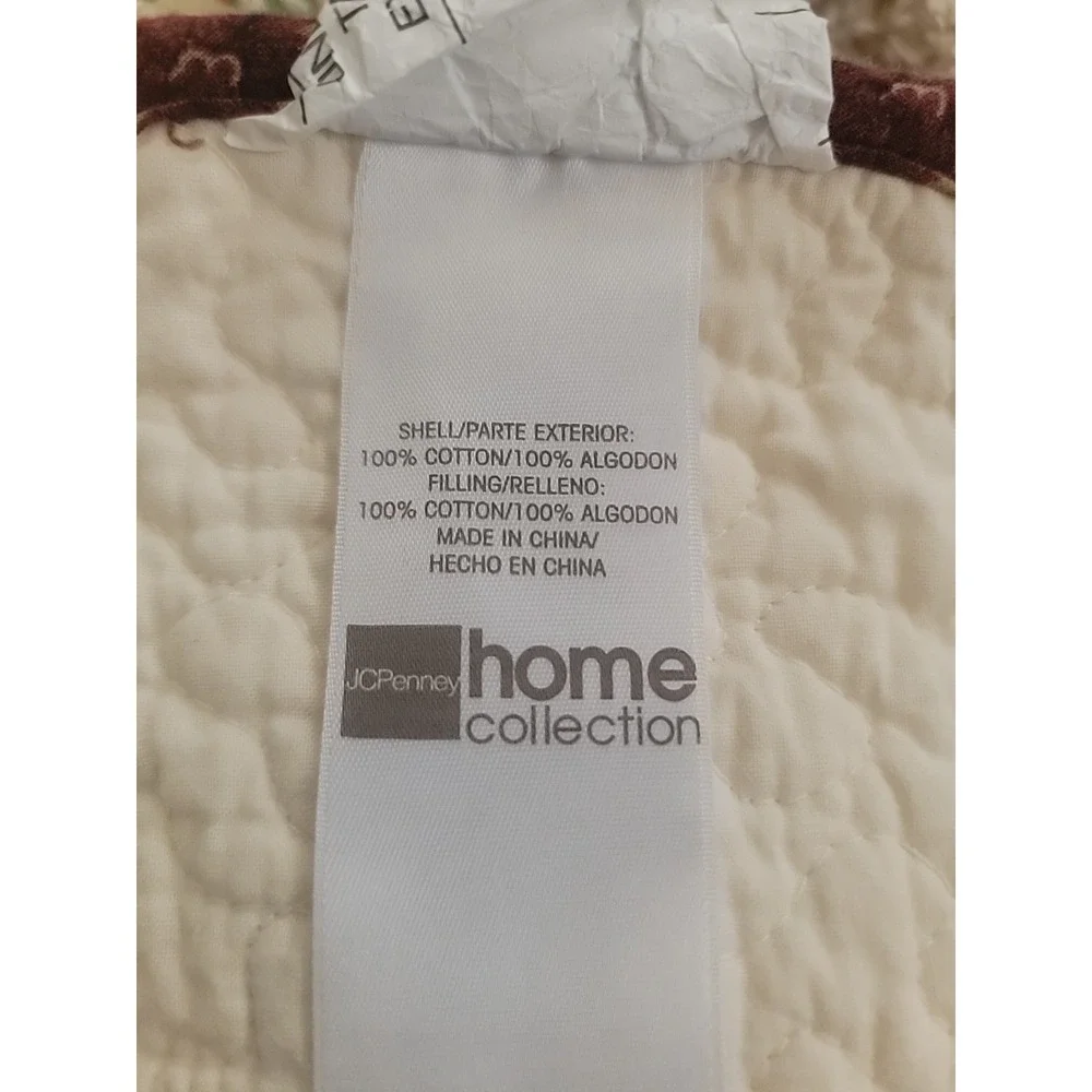 Vintage JC Penneys Home Collection Daybed Quilt, Cream, Burgundy, Flowers